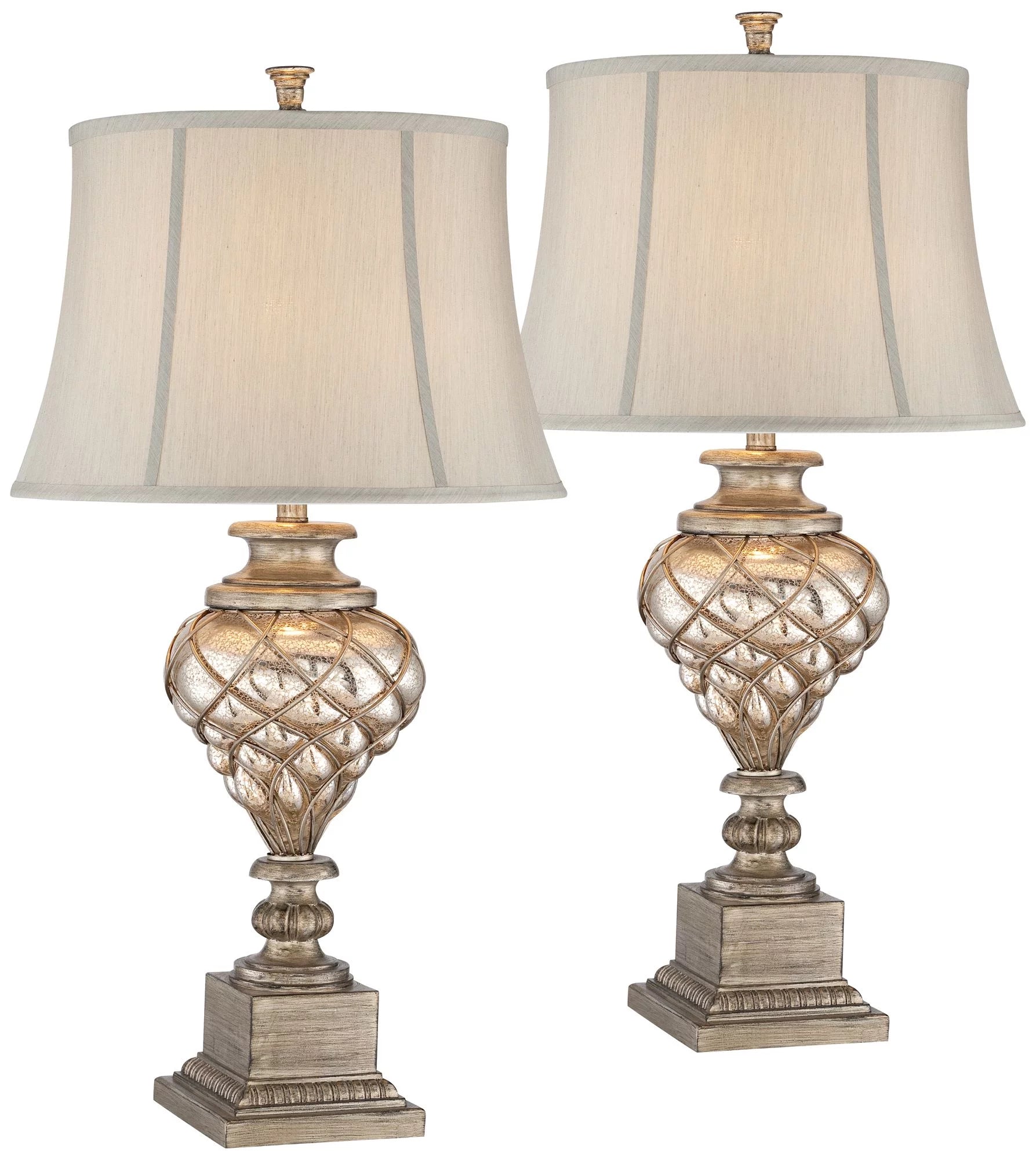 Large Traditional End Table Lamps Set of 2 with LED Night Light G420231