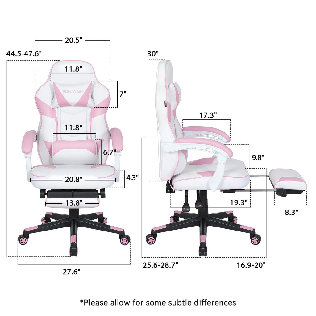 Pink Gaming Chair with Lumbar Support, Swivel Office Chair O5526