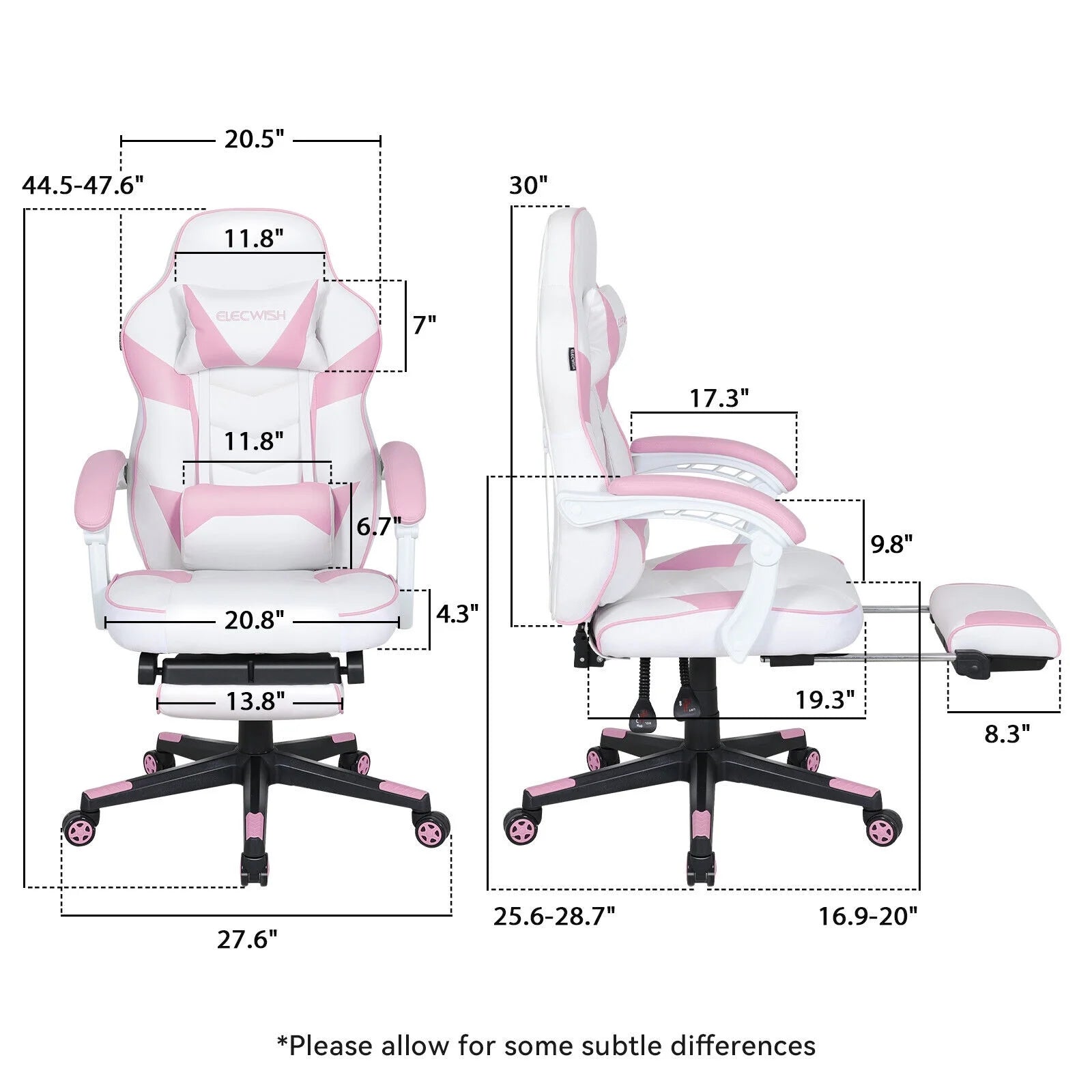 Pink Gaming Chair with Lumbar Support, Swivel Office Chair O5526