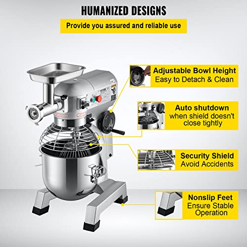 Commercial Food Mixer, 8.5Qt, 450W, Dual Rotating Dough Kneading Machine with Stainless Steel Bowl G439180