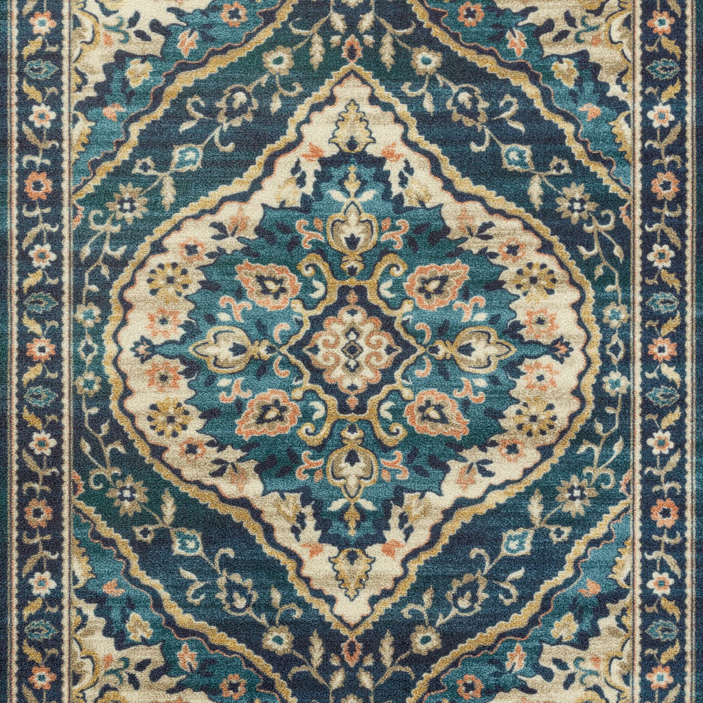 Persian Teal Blue Print Indoor Area Rug, 7' x 10' N276029