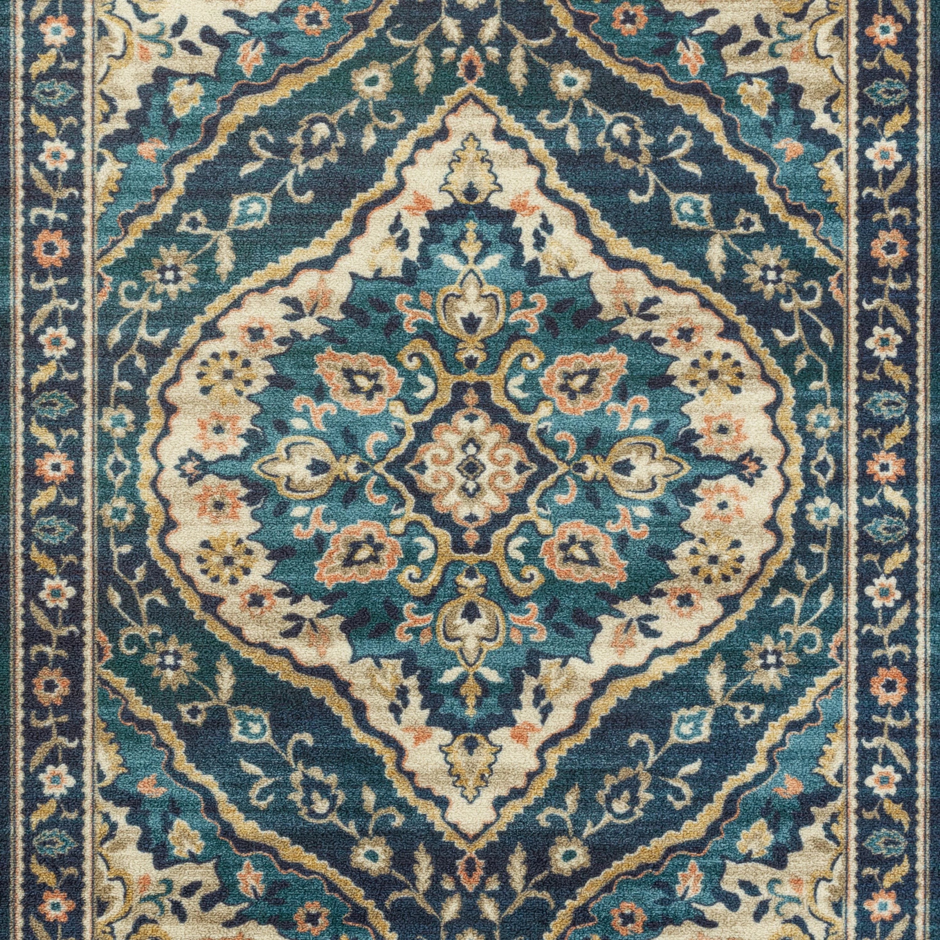 Persian Teal Blue Print Indoor Area Rug, 7' x 10' N276029