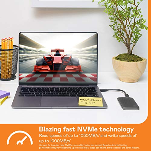 4TB External Portable Solid State Drive, Grey, USB 3.2 Gen-2 O5533