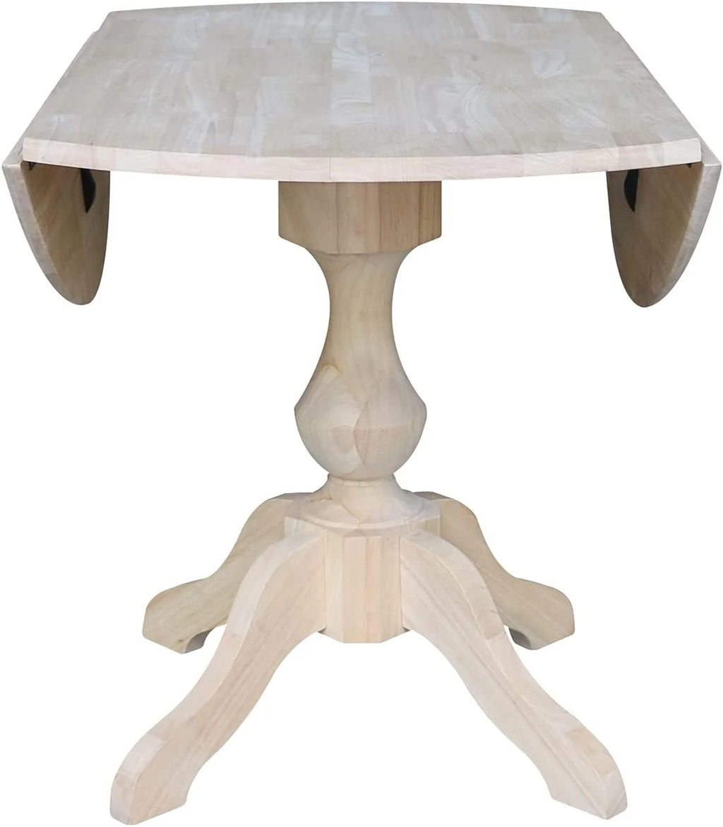 Round Dual Drop Leaf Pedestal Dining Table, Unfinished K6880