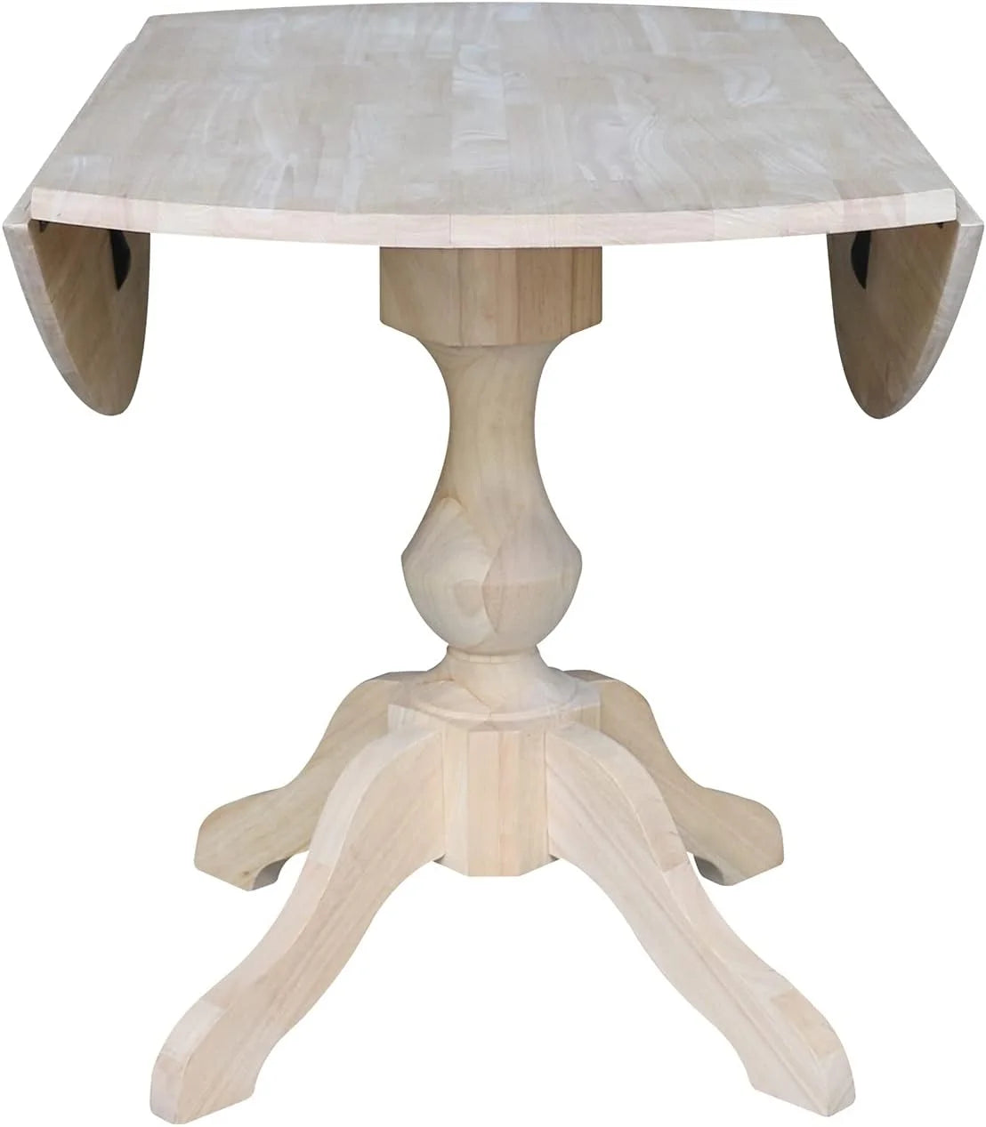 Round Dual Drop Leaf Pedestal Dining Table, Unfinished K6880