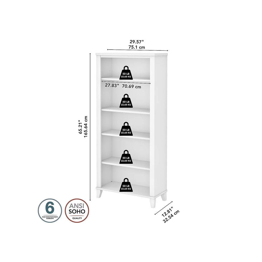 White 5 Shelf Tall Bookcase P636498