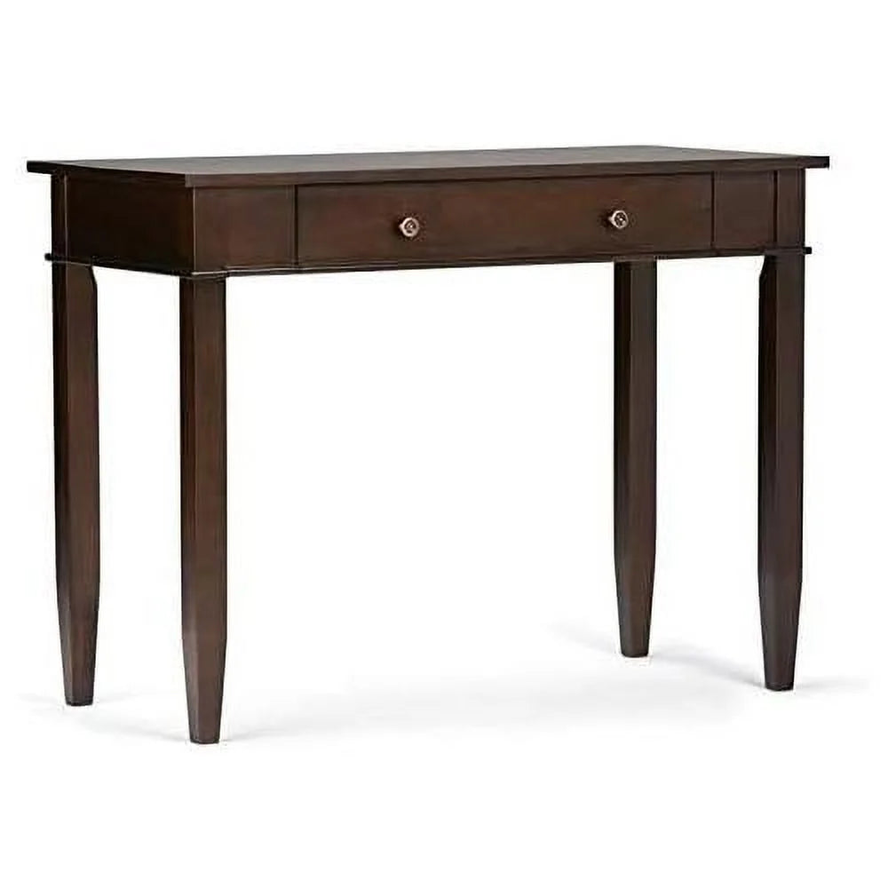 Solid Wood Computer Desk For Home Office, 42" Writing Desk For Small Space, Tall Vintage Study Table For Bedroom, Simple Rustic Work Desk In Dark Brown
