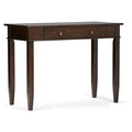 Solid Wood Computer Desk For Home Office, 42" Writing Desk For Small Space, Tall Vintage Study Table For Bedroom, Simple Rustic Work Desk In Dark Brown