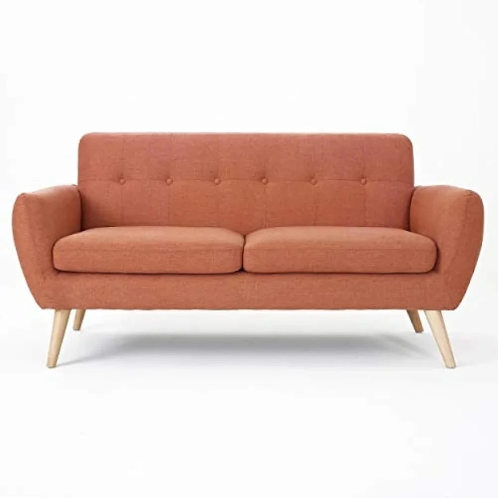 Mid-Century Modern Petite Fabric Sofa Burnt Orange R57644