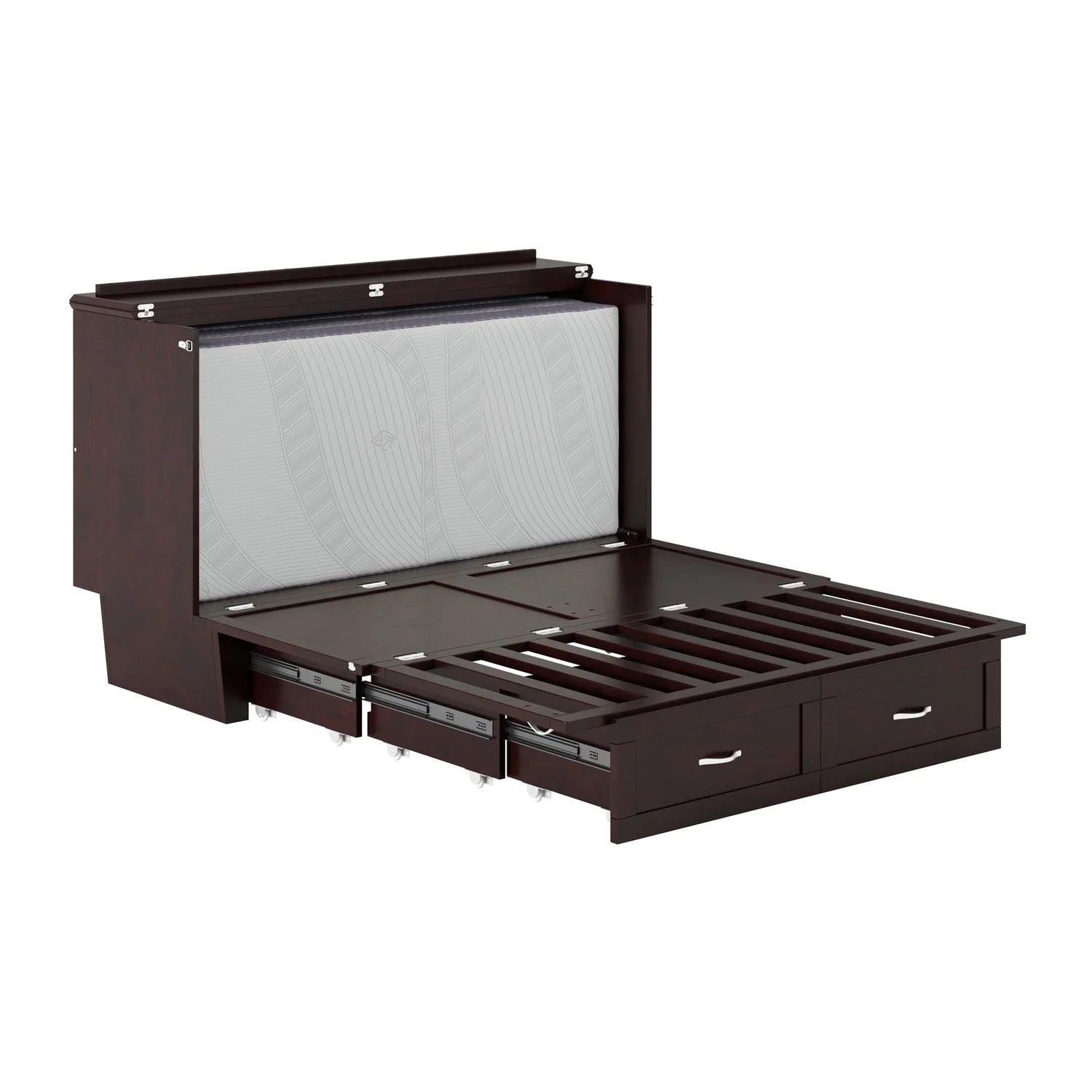 Queen Solid Wood Murphy Bed Chest with Mattress A99512