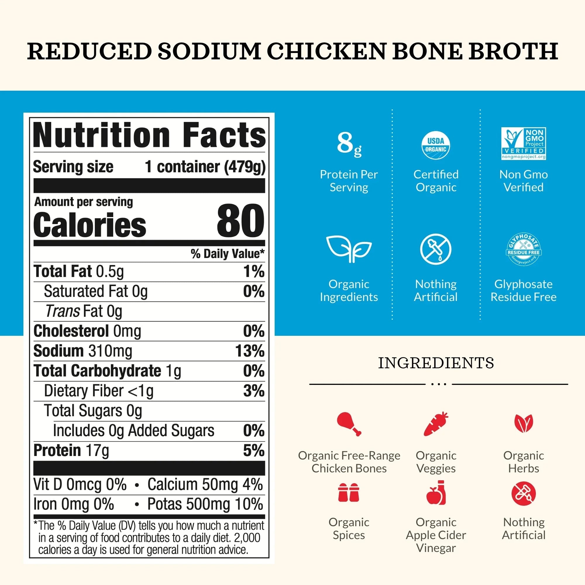 Reduced Sodium Chicken Bone Broth, 6 Pack B263788