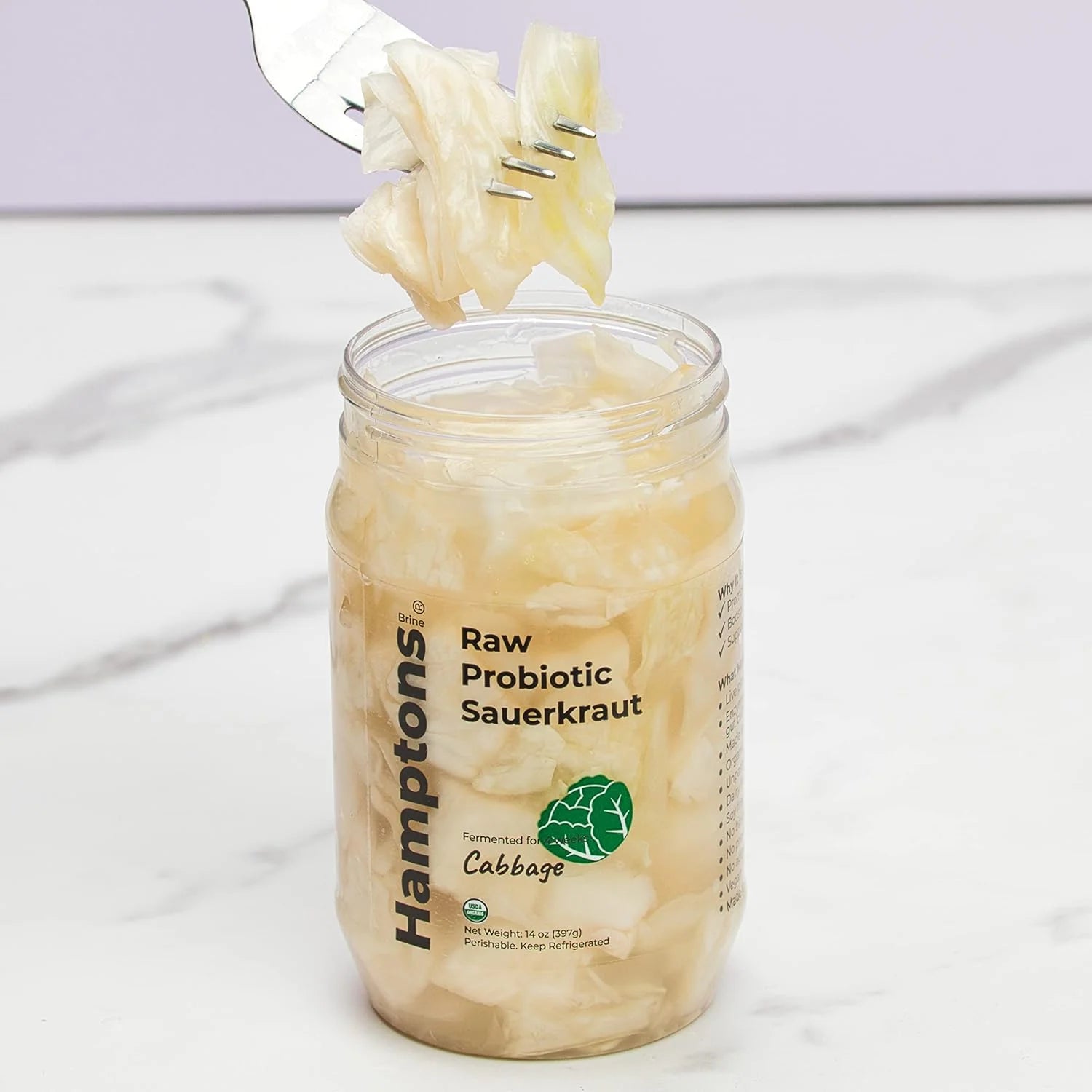 Organic Raw Sauerkraut, Unpasteurized Fermented Cabbage, 16 Oz Pack of 4 R8833
