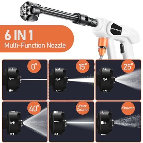 Cordless Pressure Washer with Foam Cannon, 6-in-1 Nozzle, Portable for Car Cleaning U49728