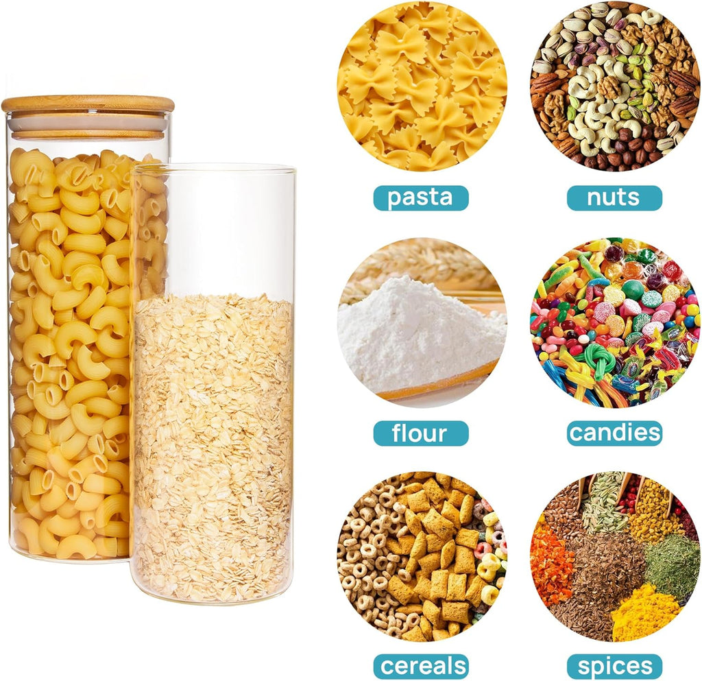 8 Pack 30oz Glass Food Storage Jars with Airtight Bamboo Lids V2676