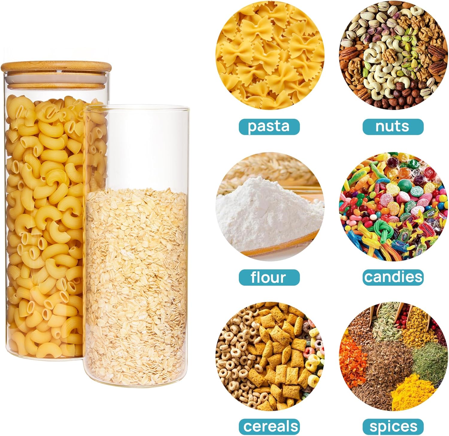 8 Pack 30oz Glass Food Storage Jars with Airtight Bamboo Lids V2676
