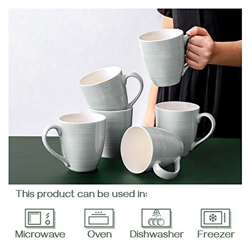 Ceramic Coffee Mug Set of 6, 17 oz with Handle, White I8842
