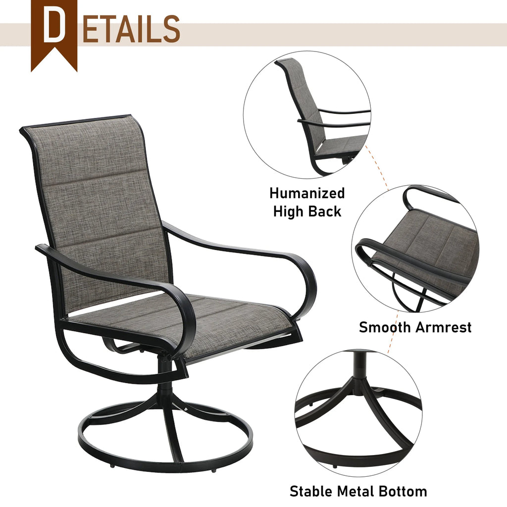 9 Piece Outdoor Metal Patio Dining Set with Square Table and Swivel Padded Chairs W244697
