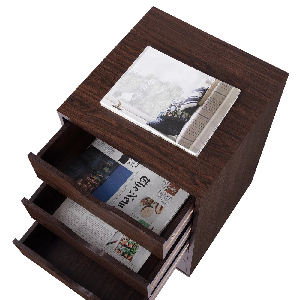 5 Drawer Chest with Wheels, Wood Storage Dresser - Espresso B12627