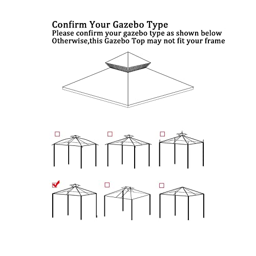 Gazebo Replacement Canopy Top 10x10 FT, 2 Tier Outdoor Patio Cover with Air Vent, Beige E15040