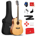 Vangoa Acoustic Guitar Kit for Beginner Adult Teen Full Size Cutaway Acustica Guitarra Starter 41 Inch Guitar Natural Bundle Set with Bag Strap Tuner Capo Pickguard Pick, Right Hand