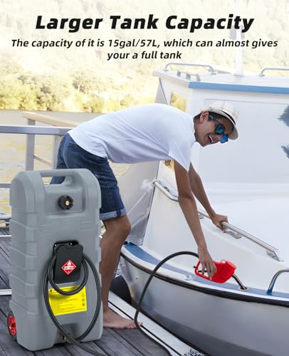 15 Gallon Portable Fuel Caddy with Siphon Pump and 10-Foot Hose H348377