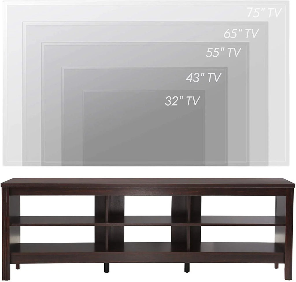 TV Stand for TVs up to 75 Inches with LED Lights and 6 Cubby Storage U228