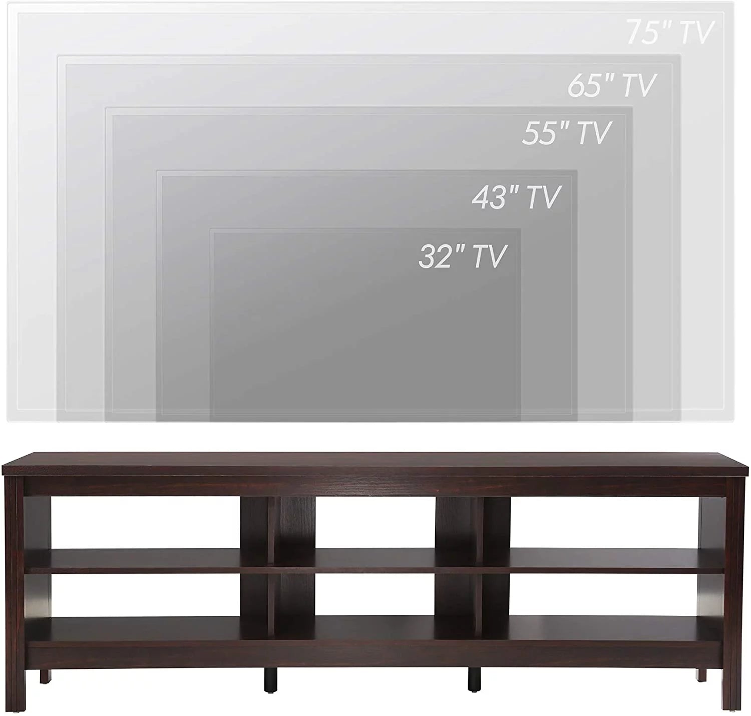 TV Stand for TVs up to 75 Inches with LED Lights and 6 Cubby Storage U228