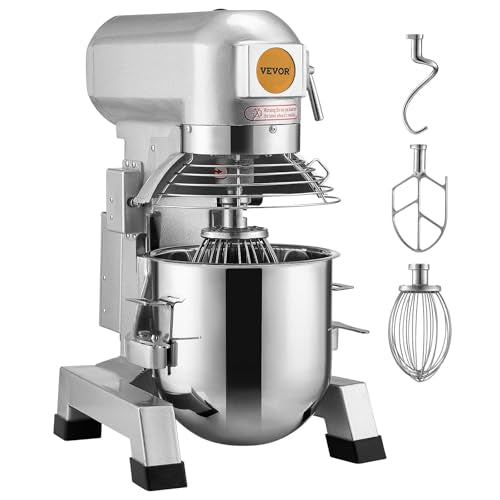 Commercial Food Mixer 10Qt Stainless Steel Bowl, 450W Stand Mixer with 3 Speeds U88115