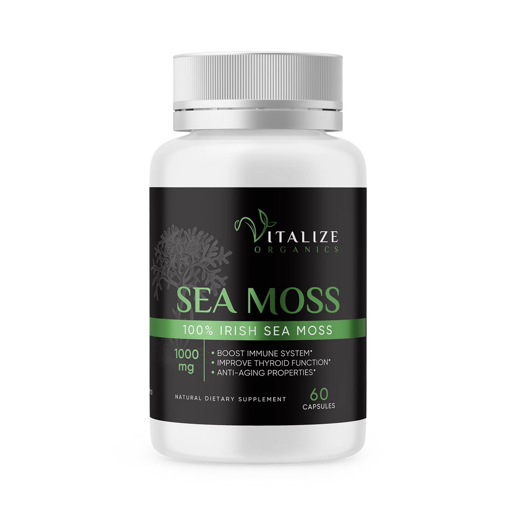 Organic Wildcrafted 100% Pure Irish Sea Moss (1000 mg) Vegan Capsules