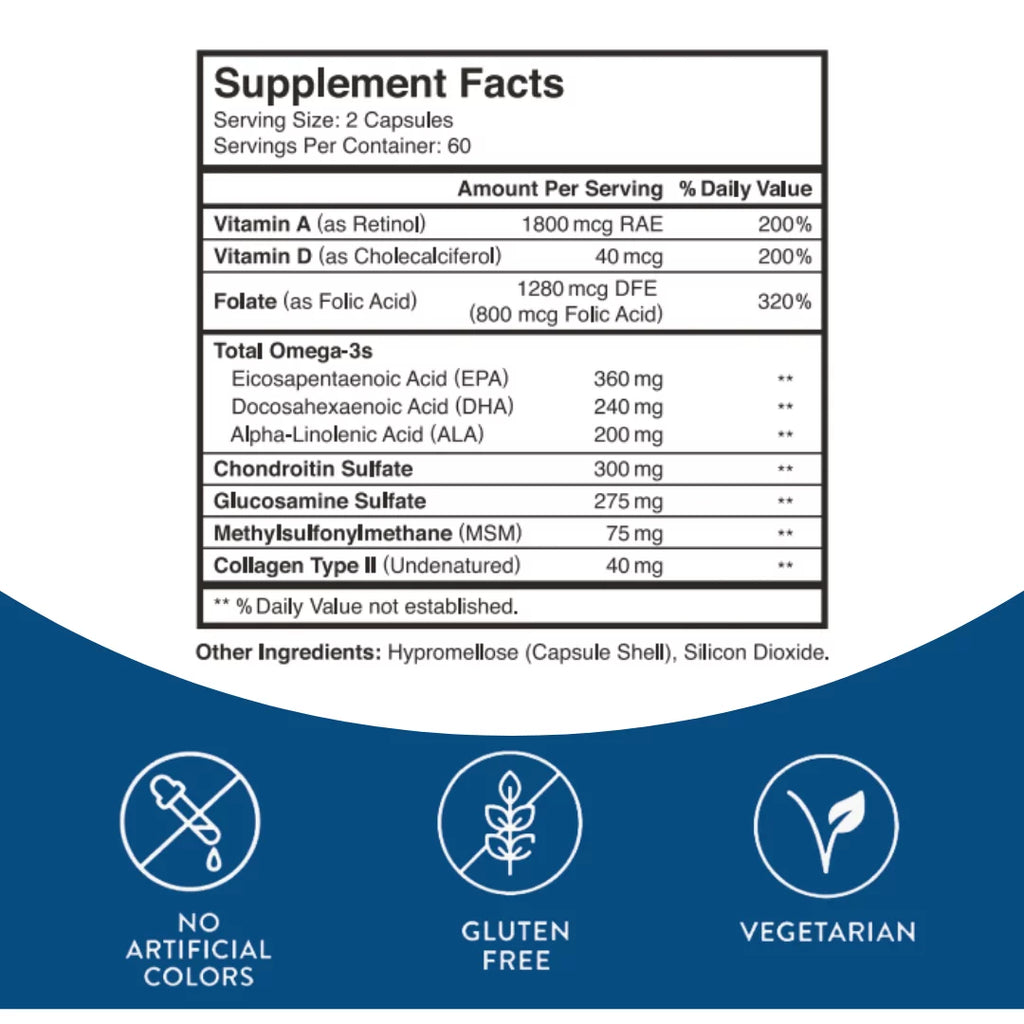 Multivitamin with Omega 3, Vitamin D, Collagen & Glucosamine, 120 Veggie Capsules P3509