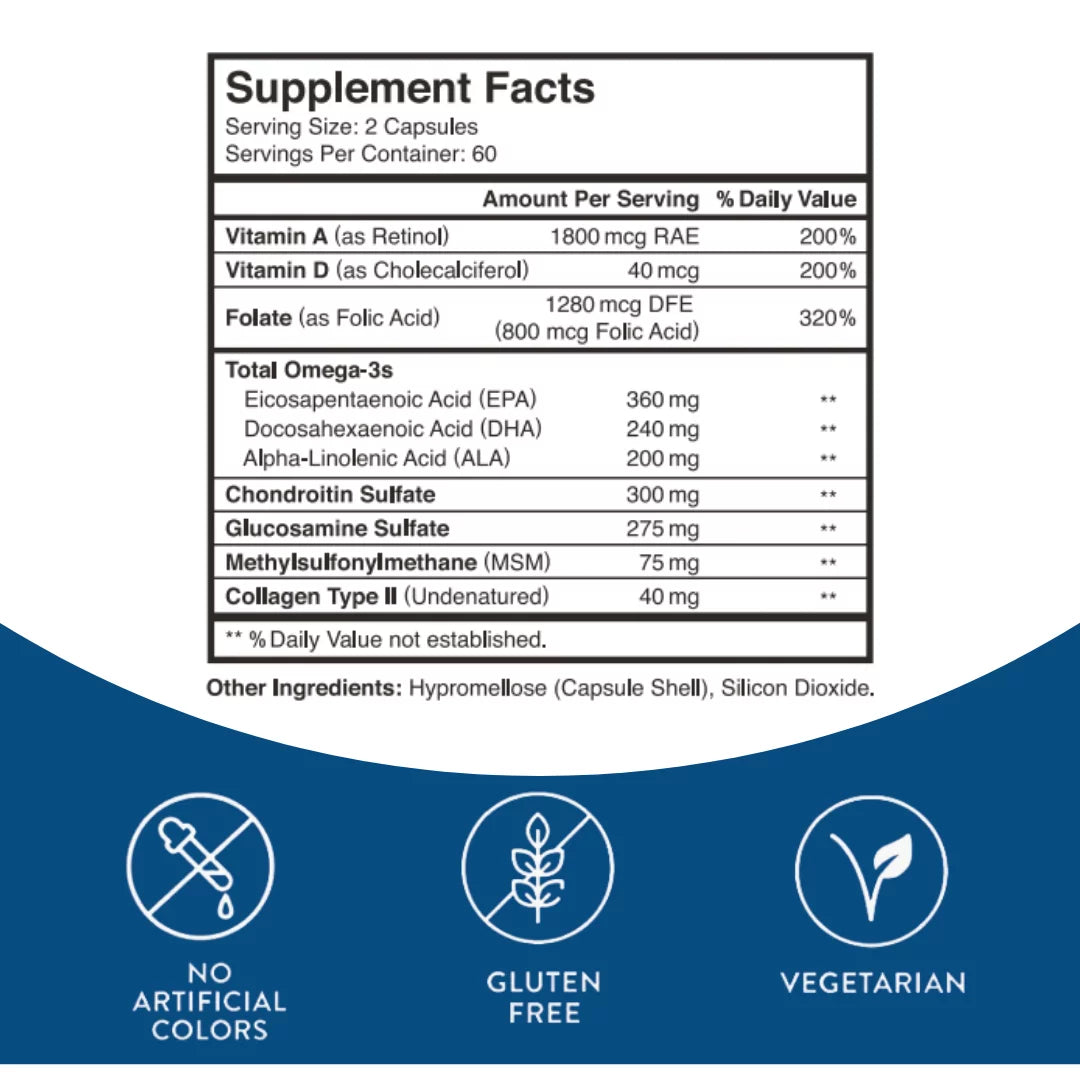 Multivitamin with Omega 3, Vitamin D, Collagen & Glucosamine, 120 Veggie Capsules P3509