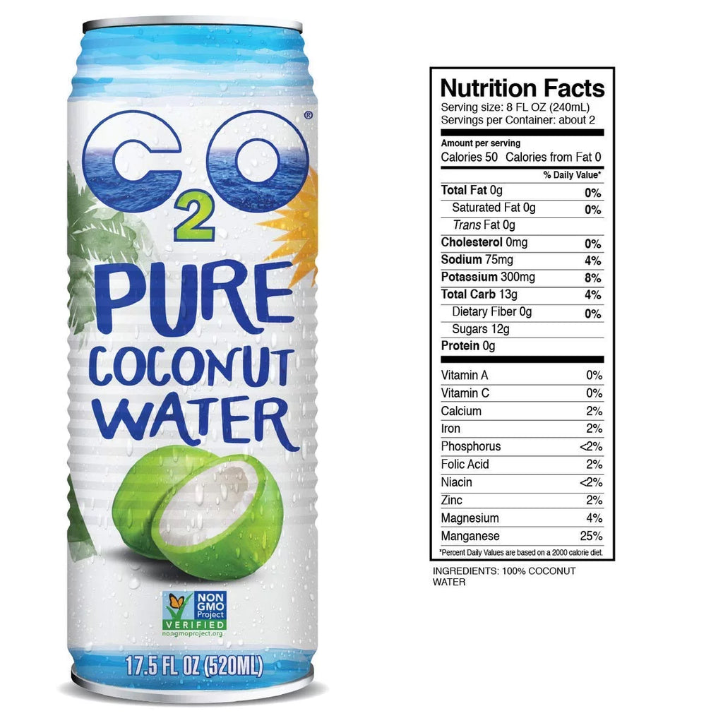 Pure Coconut Water, No Added Sugar, 17.5 FL OZ (Pack of 12) R798