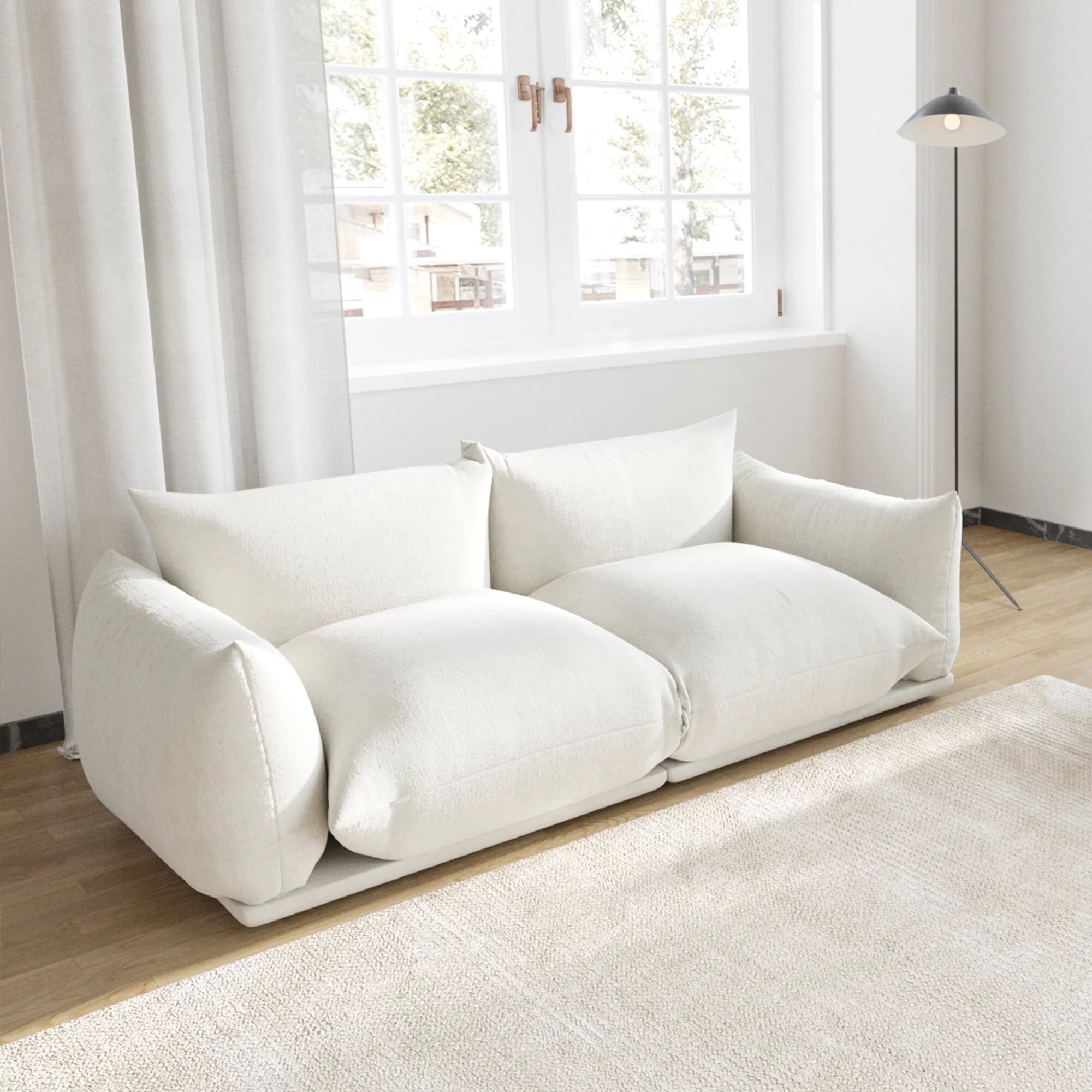 Convertible Modular Sectional Sofa Chenille 2-Seat for Living Room, Beige H4229