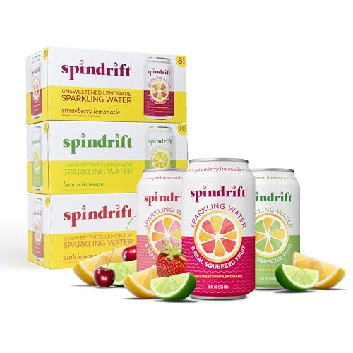 Spindrift Sparkling Water, 4 Flavor Variety Pack, Made with Real Squeezed Fruit, 12 Fl Oz (Pack of 20)