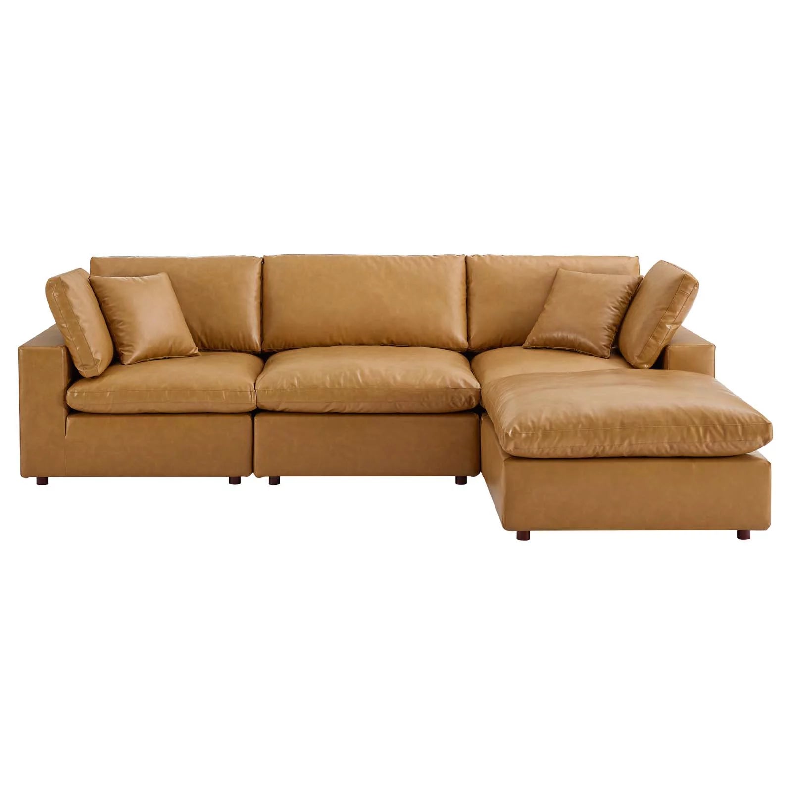 Vegan Leather 4-Piece Sectional Sofa in Tan H7830
