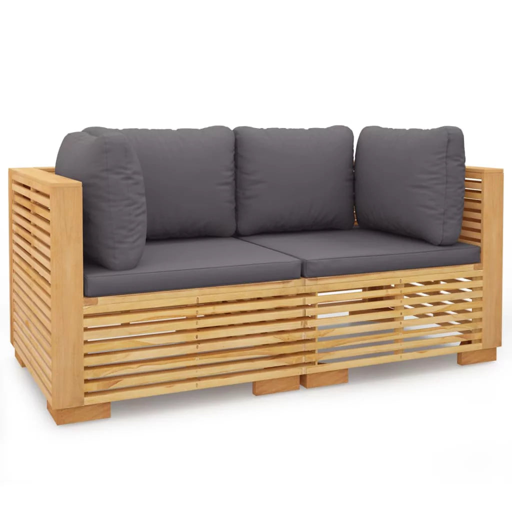 Patio Corner Sofa with Cushions, Solid Wood W169923