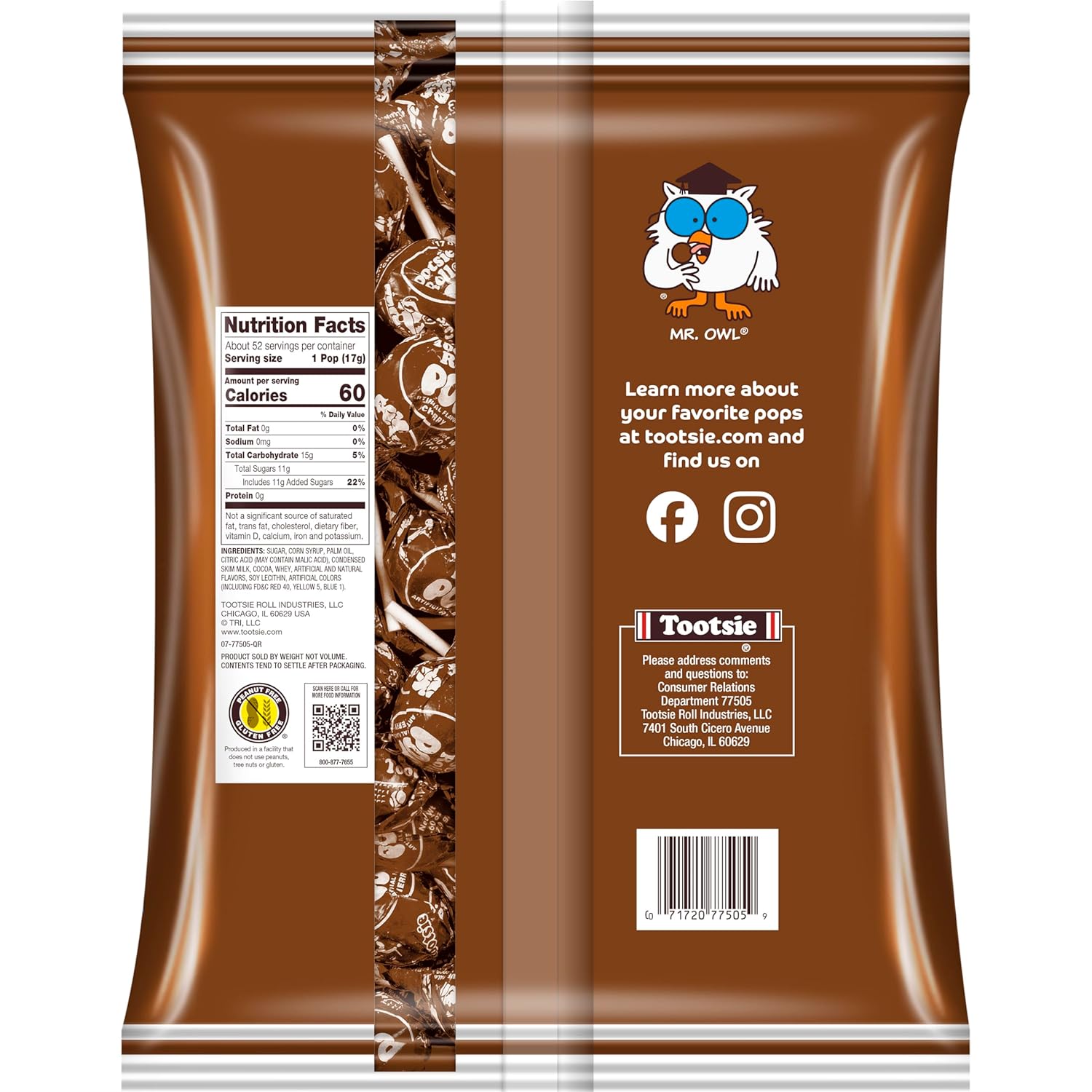 Chocolate Flavored Lollipops with Chocolatey Center, Individually Wrapped, 50 Count P17097