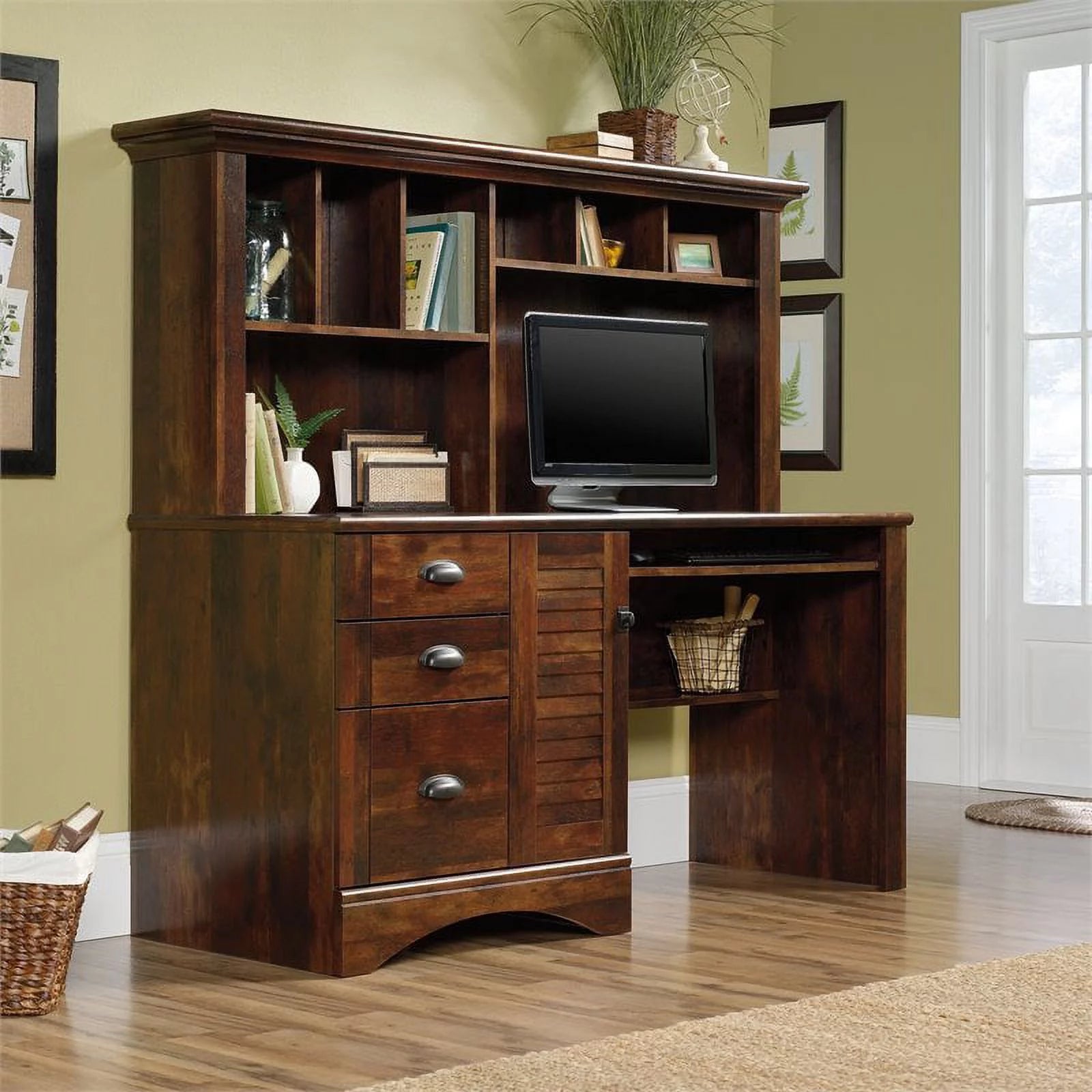 Computer Desk with Hutch, CPU Storage and Keyboard Drawer Z2354