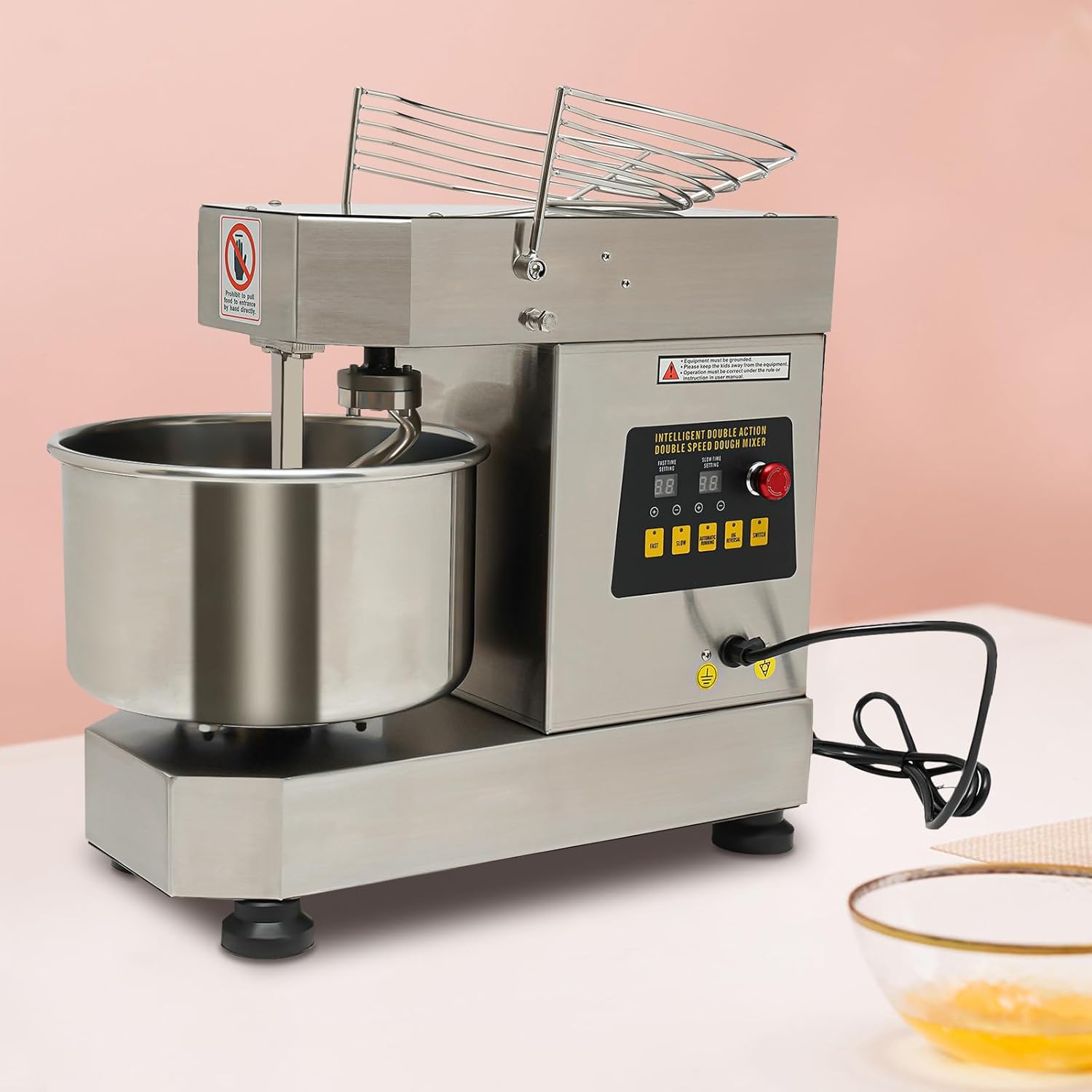 Dough Mixer, 2.6 Gal Spiral Mixer, 750W with Stainless Steel Bowl G25095