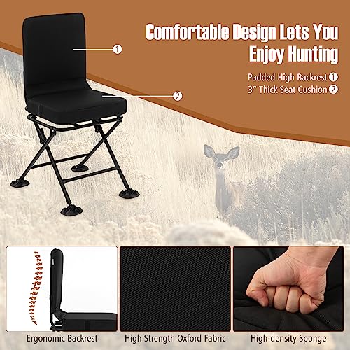 360° Swivel Hunting Chair with Padded Cushion, Folding and Portable N117