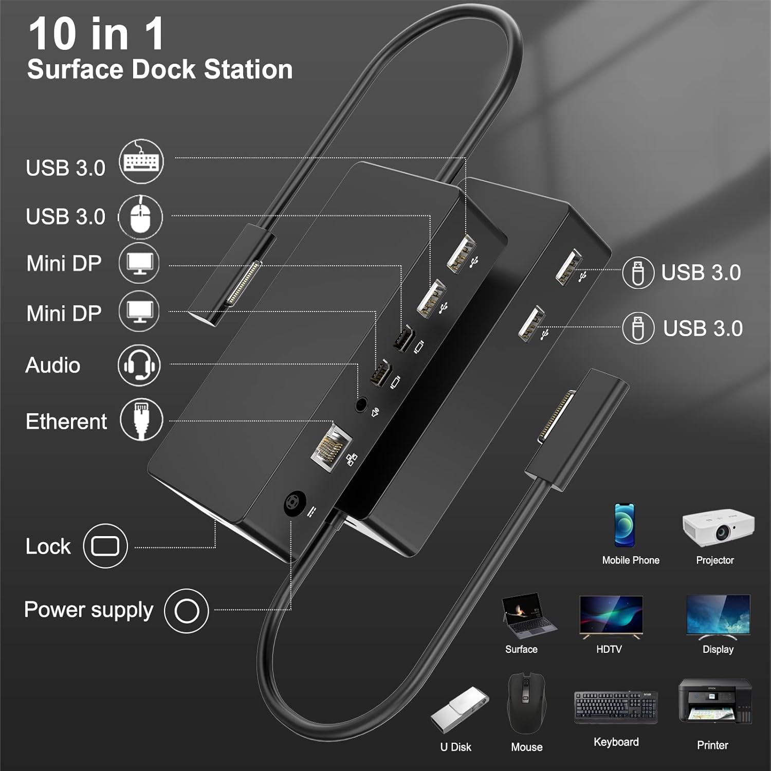 Surface Pro Docking Station with 90W Power Supply U1304