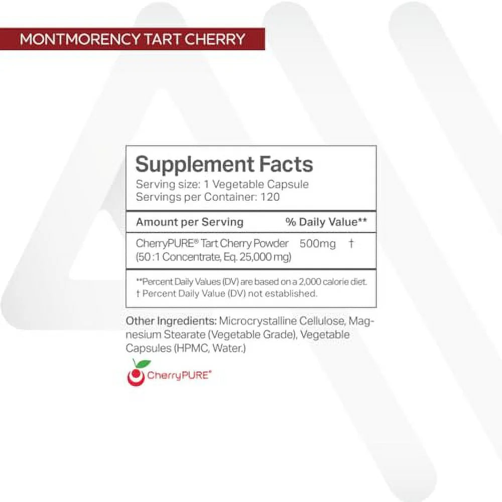 Montmorency Tart Cherry Concentrate - Muscle Recovery, Antioxidants, 120 Veggie Capsules G7951