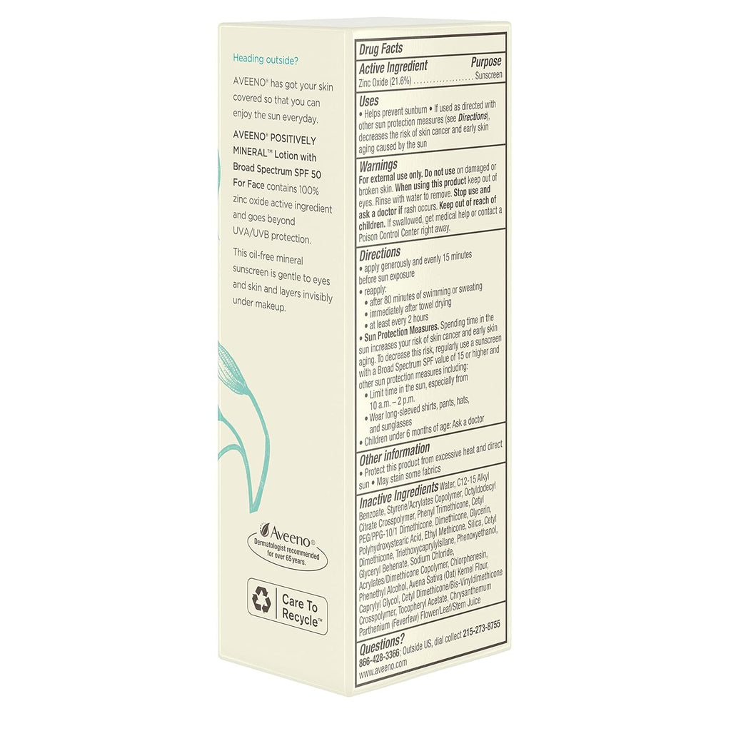 Mineral Sunscreen Lotion SPF 50 for Face, Lightweight, Travel-Size 2 fl. oz N764