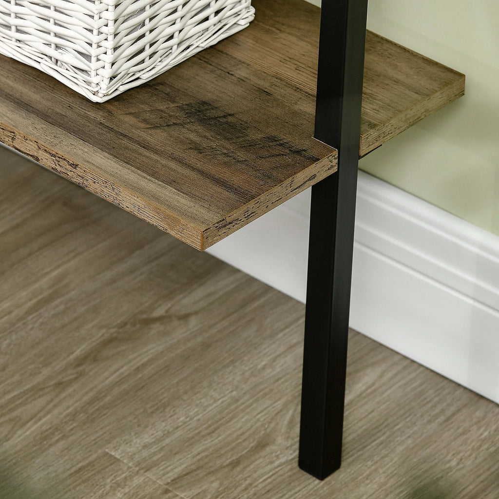 Industrial 5 Tier Wall Mount Ladder Shelf with Metal Frame, Corner Unit E10706