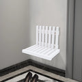 Oukaning Wall Mounted Folding Stool Chair Rubber Wood White Shower Seat Bench Load-bearing Capacity 220LBS 16x13.4in