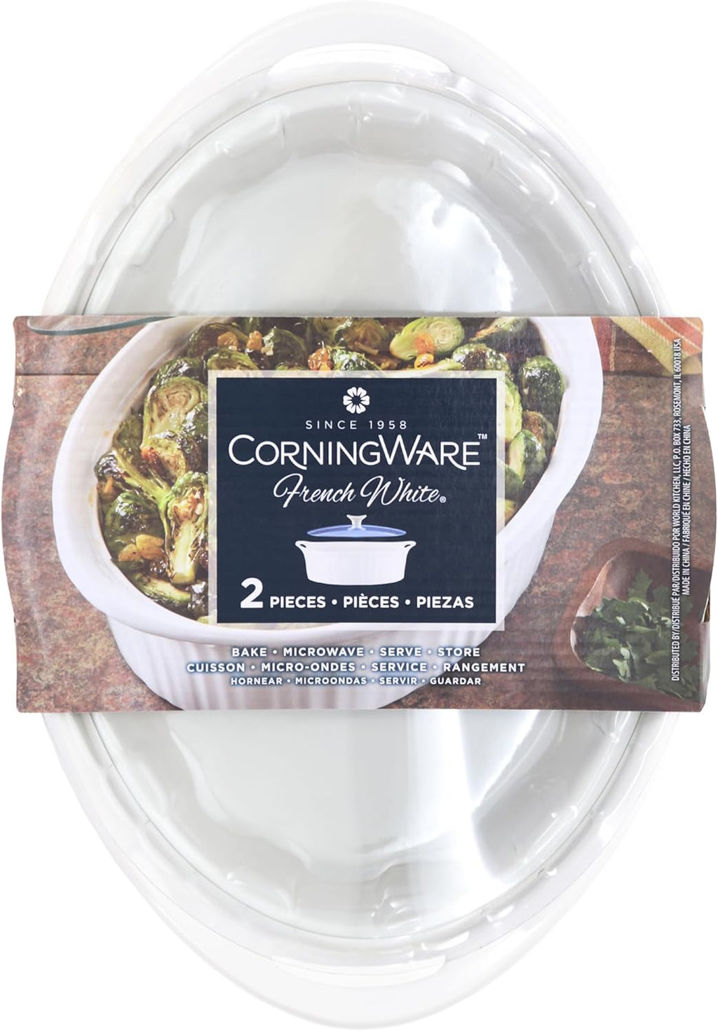 French White 2.5-quart Oval Casserole with Glass Lid O282