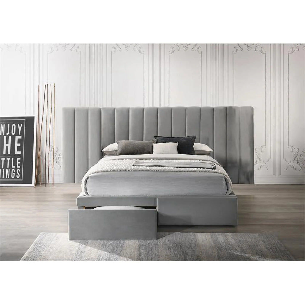 Solid Wood Queen Headboard with Footboard in Gray H6750