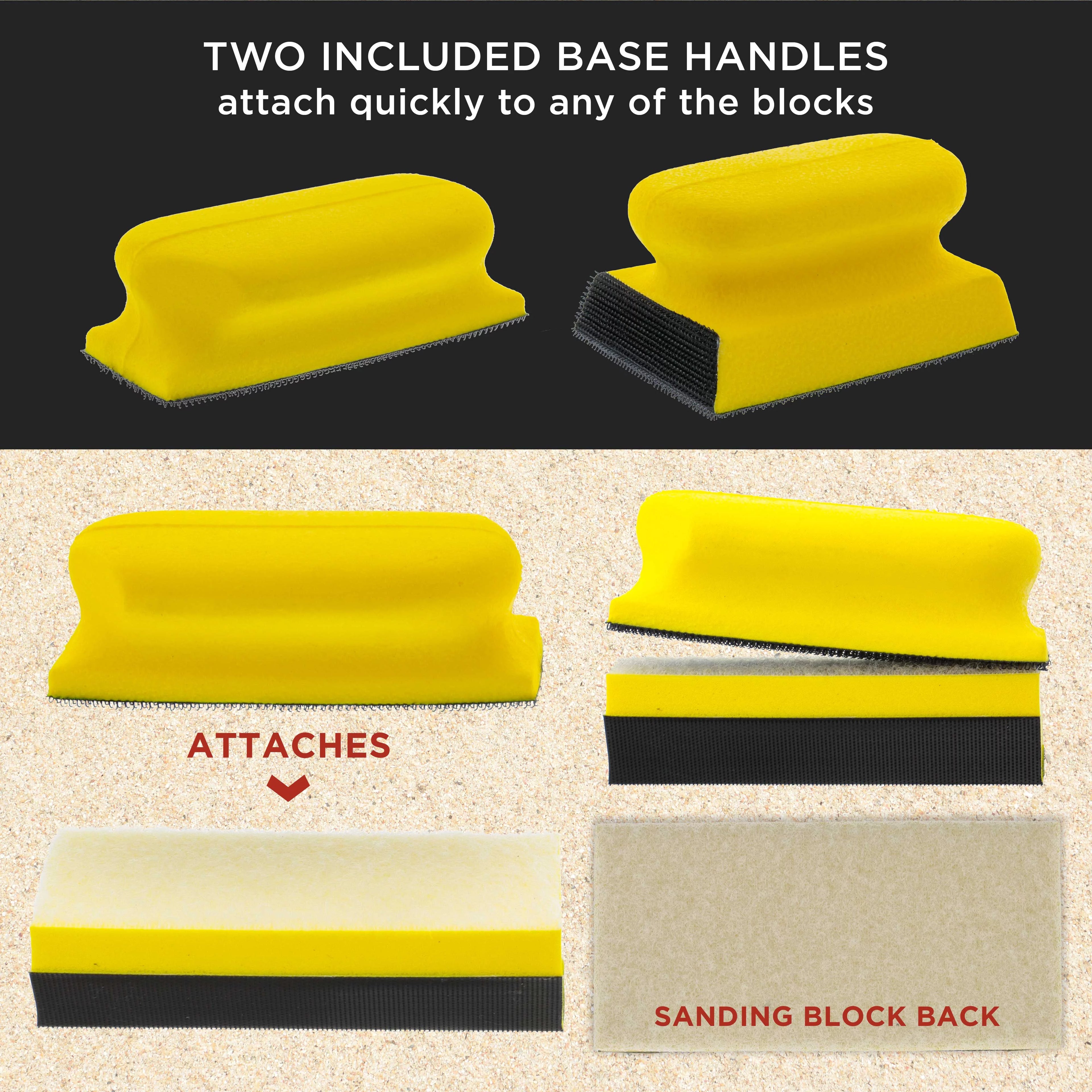 Contoured 4" Hand Sanding Block Set with Hook & Loop Sandpaper Kit Y19066