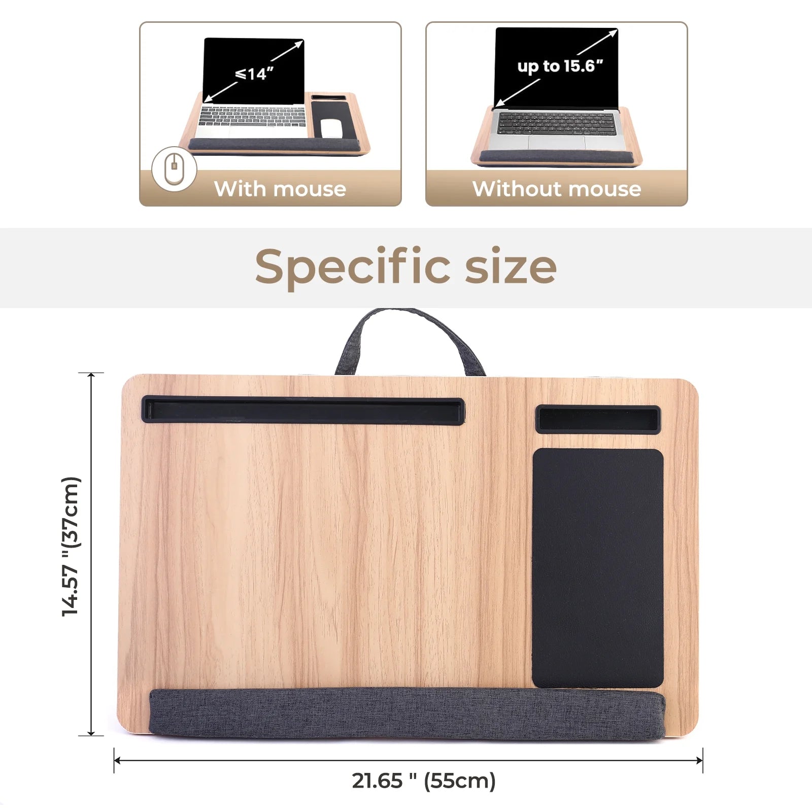 Lap Desk with Wrist Rest, Mouse Pad and Phone Holder for Bed Home Office A423