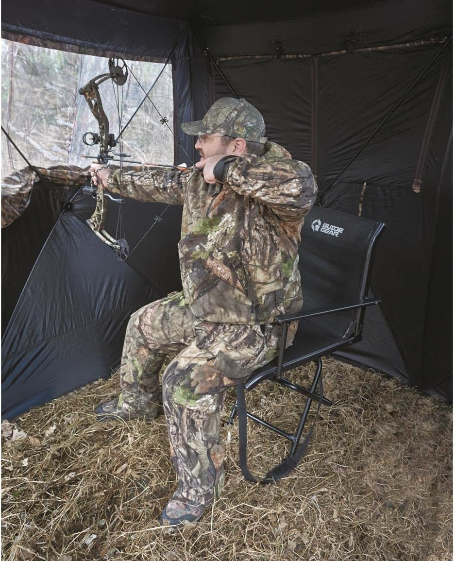 Hunting Blind Chair with Armrests, Portable Folding Swivel Seat J252